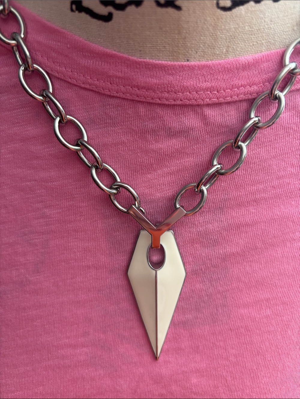 Rebbeca Minkoff Silver & white enamel blade Necklace - Picture 3 of 8